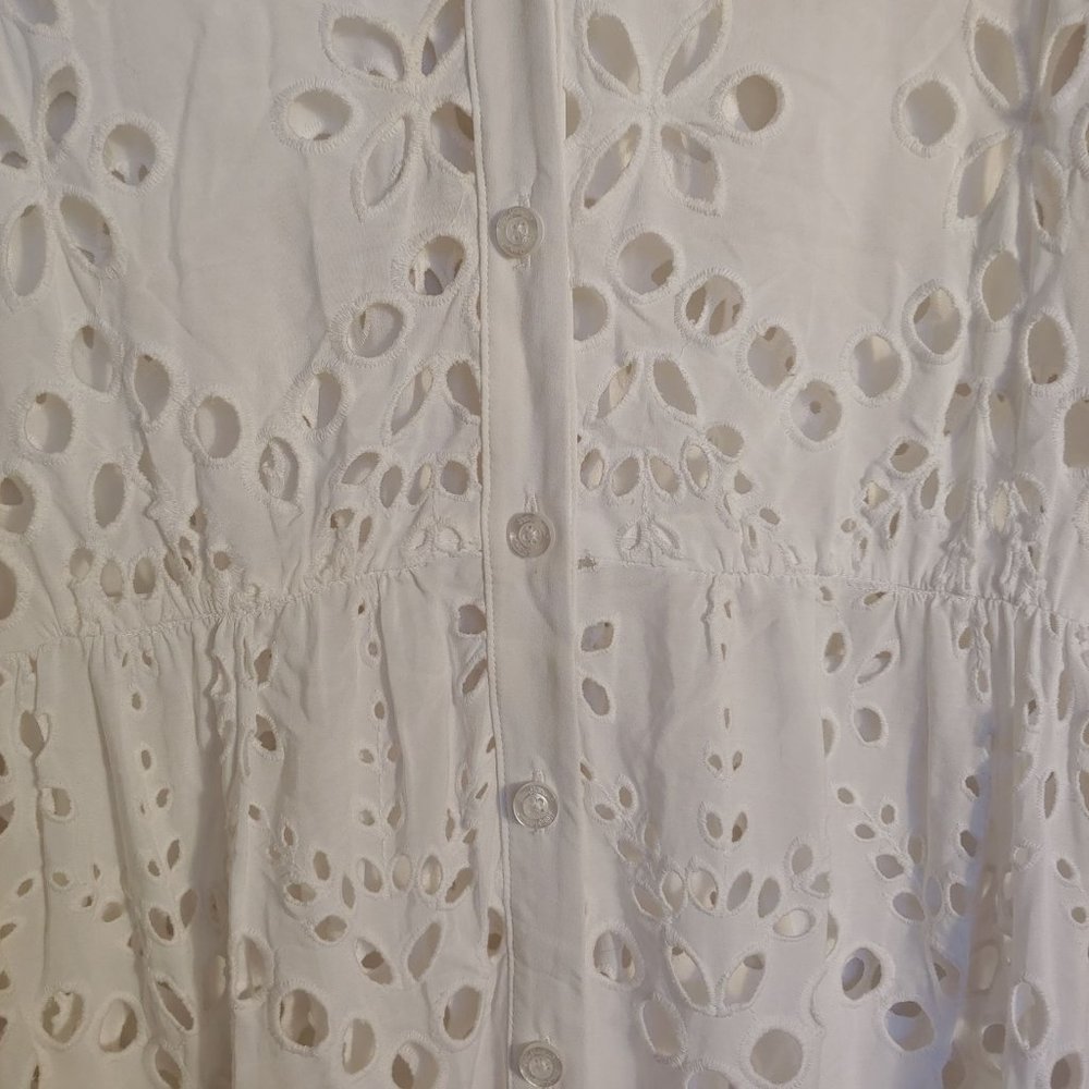 Lilly Pulitzer White Amrita Eyelet Midi Button Down Dress Size 10 - Picture 5 of 16